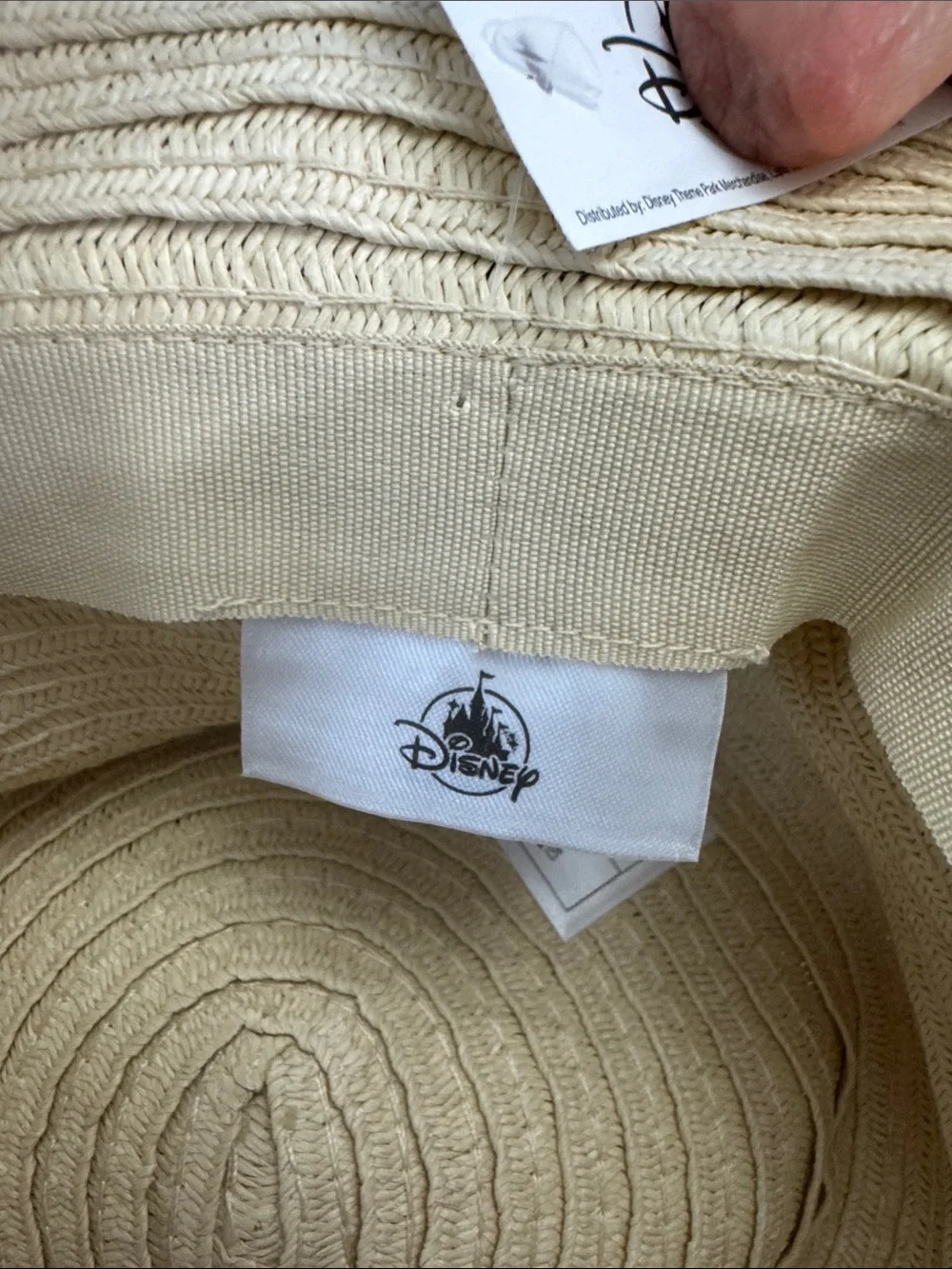 Disney Natural Straw Bucket Hat with Purple Floral Band. NWT